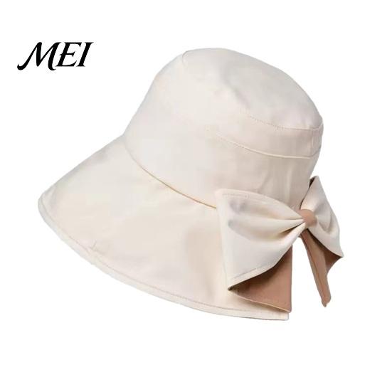 Breathable Sun Hat Women Summer Hat, Back Bowknot Fisherman Wide Brim UV Protection Casual Bucket for Outdoor Travel Hiking Fishing Beach Use