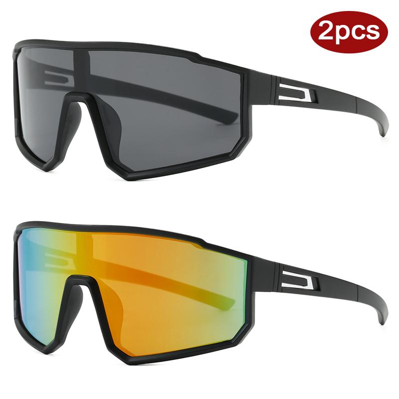 Protective Glasses 2pcs Men Women Outdoor MTB Cycling Sun Glasses Sports Colorful Glasses Full Frame Punk Windproof Goggle