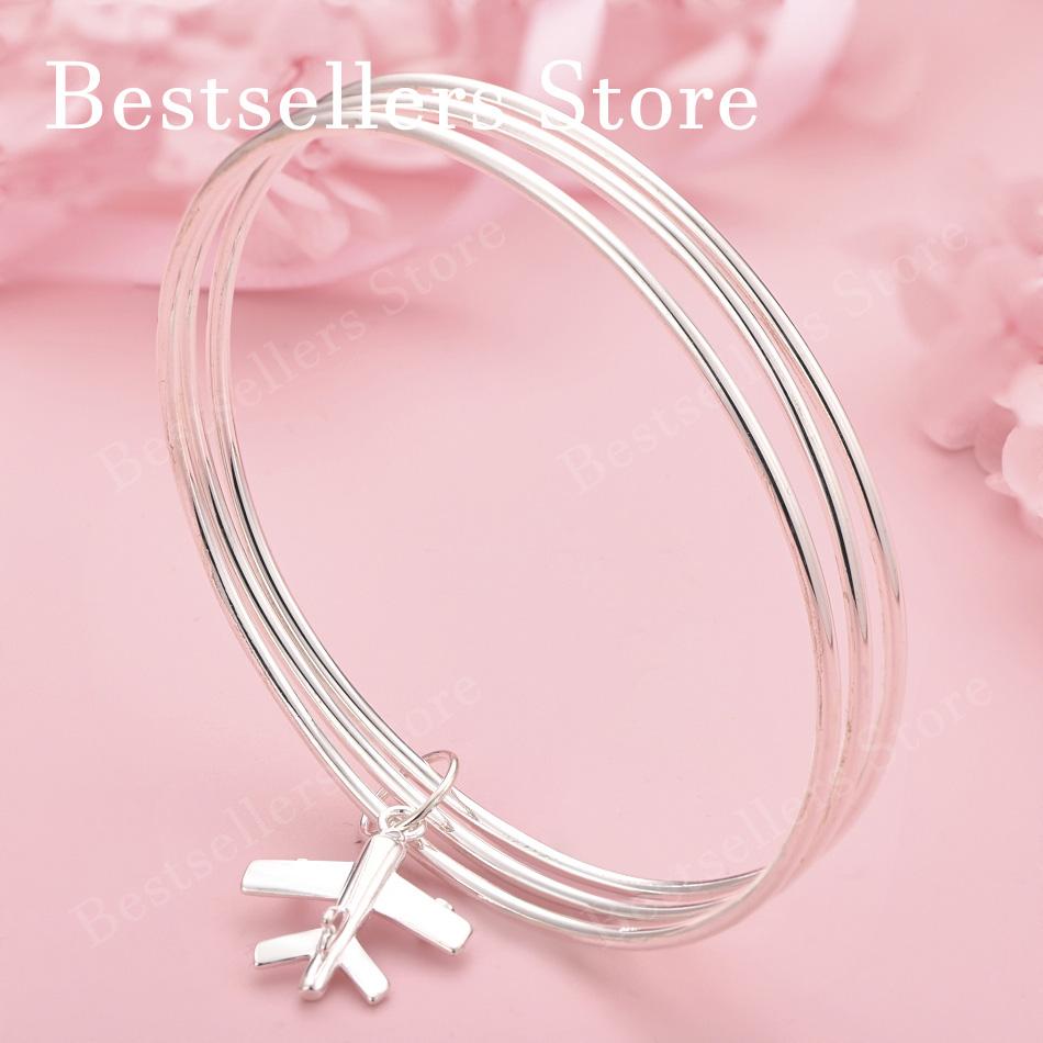Fashionable 925 Sterling Silver Exquisite Aircraft Bracelet Women Party Wedding Jewelry Accessories