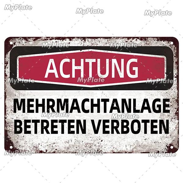 [MaPalte] Vintage German Achtung Sign Metal Sign Tin Sign Decoration Plaque Home Wall Door Decor Bar Sign Home Plate Poster