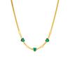 Gold Herringbone Chain Necklace with Green Heart CZ, 18K Gold Plated Dainty Snake Chain Choker, Adjustable Jewelry for Women Daily Wear Gift