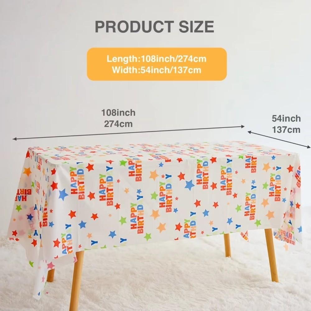 Thickened Disposable Tablecloth Plastic Waterproof Birthday Tablecloth Oil-proof Multicolor Table Covers Happy Birthday Star
