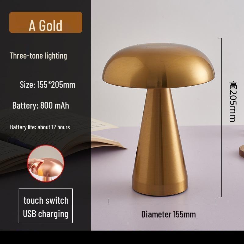 Danish Mushroom Lamp - Touch Bedside Night Light and Decorative Desk Lamp for Bars and Restaurants.