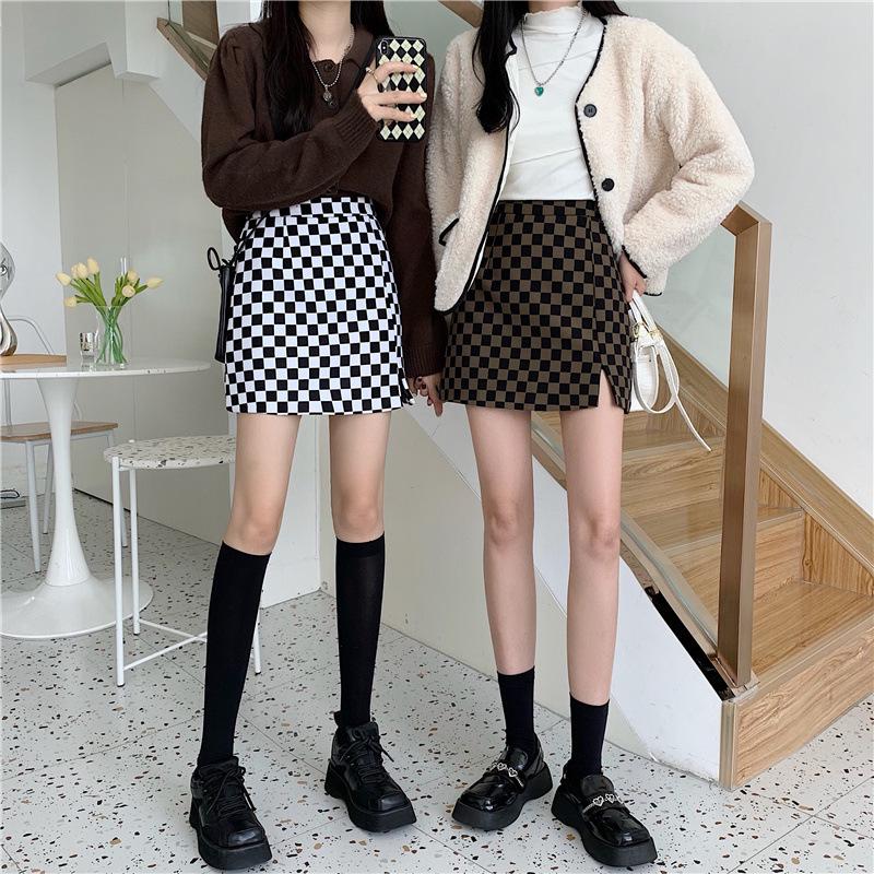 

Summer 2024 Checkerboard High-Waist Hip-Hugging Mini Skirt for Women 4X Large чёрный