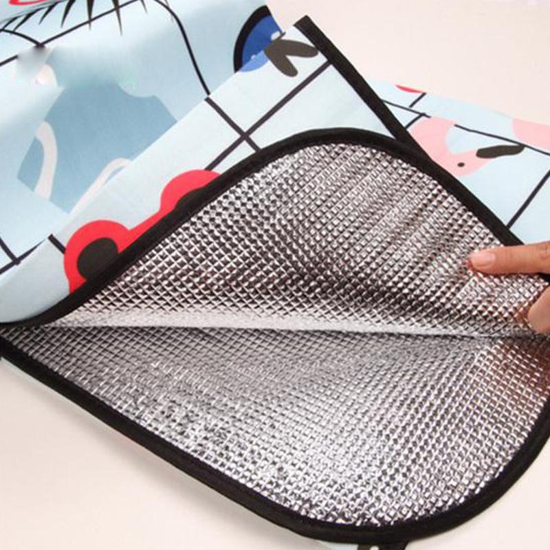 New Bohemia Retro Aluminum Film Base Foldable Picnic Blanket with Storage Rope Composite Process Camping Waterproof Damp-Proof Mat Outdoor Supplies