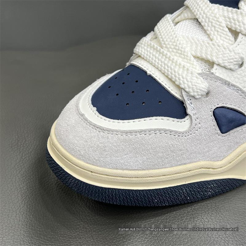 Zapatillas de Skate Europeas para Hombre Colorblock - Ligeras, Suela Blanda, Caña Baja Blanca para Deportes Juveniles, Primavera 2025.