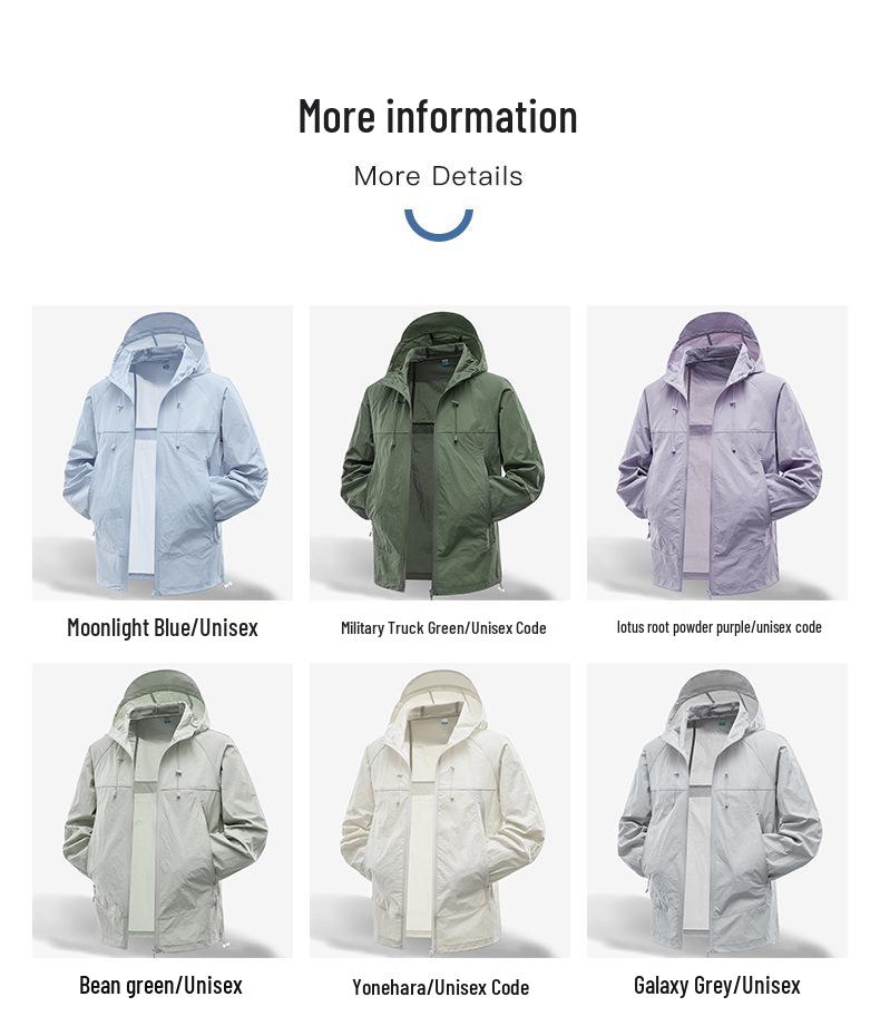 Unisex Summer 2025 Hooded UV Protection Water-Repellent Lightweight Jacket