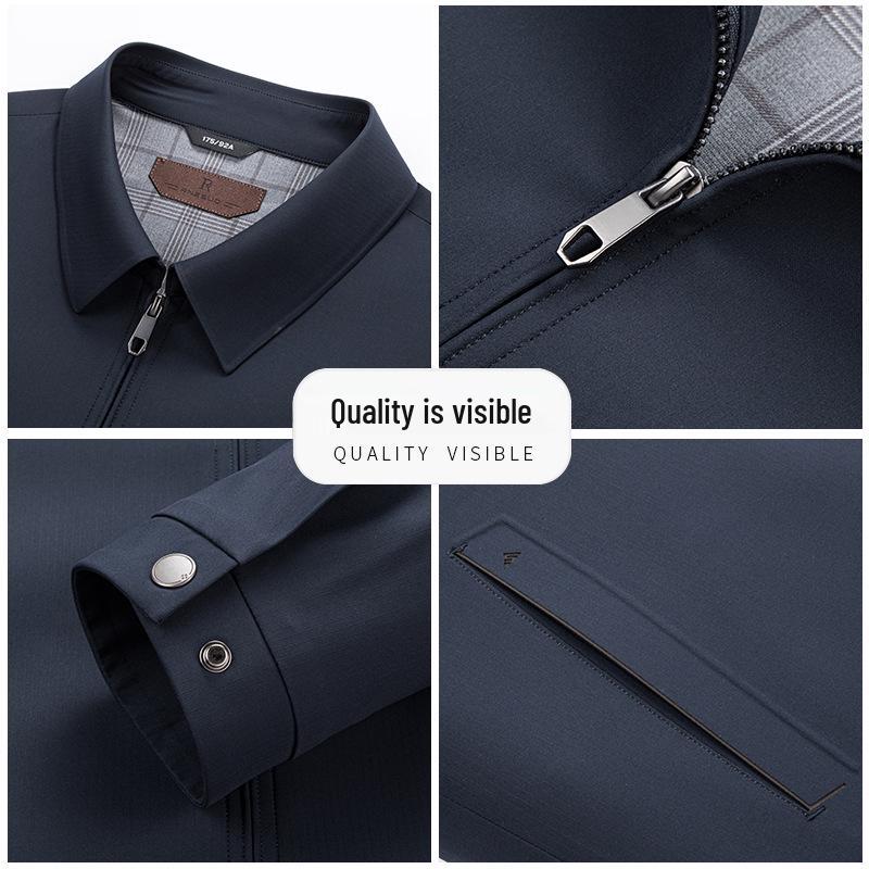 Men's Mid-Age & Senior High-End Casual Lapel Jacket for Spring & Autumn