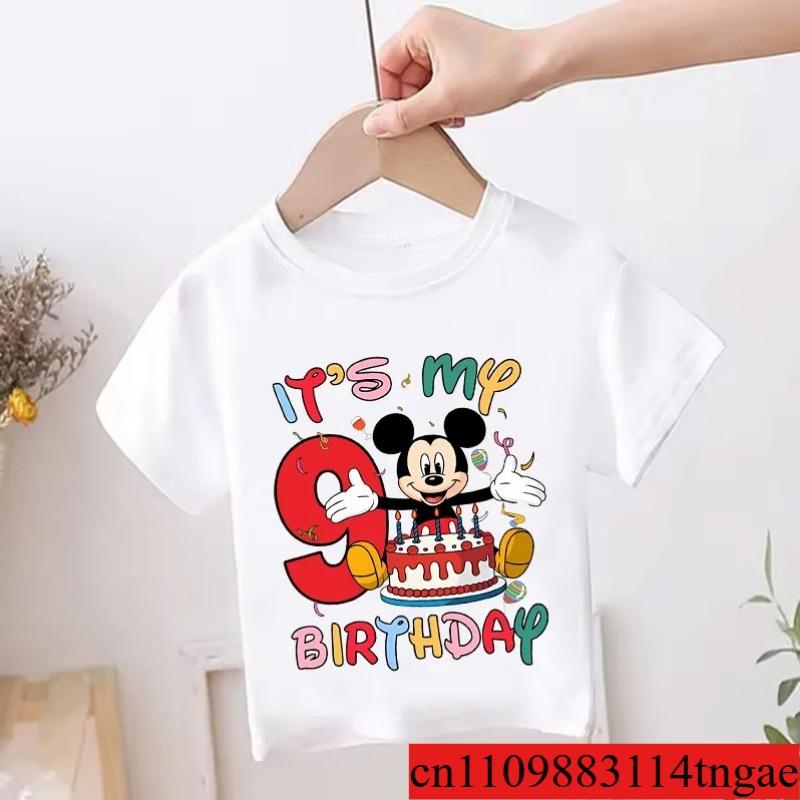 Children's Birthday Clothing Girls Boys Number T-Shirt Cartoon Printed Children's Top Summer