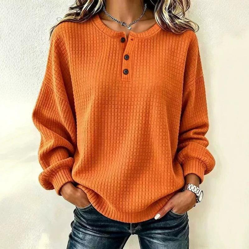 Plaid Casual Loose Round Neck Button Women's Clothing - Autumn/Winter 2026