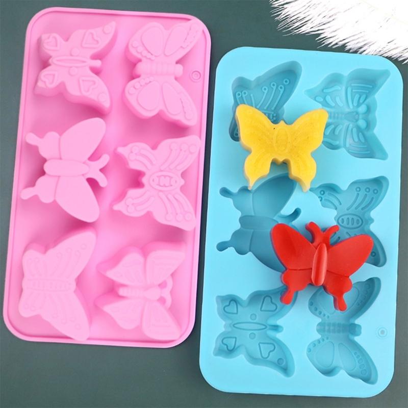 6 Cavity Butterfly Silicone Molds For Valentines Day Romance Mousses Cake Ice Creams Baked Dessert Safe Baking Tool