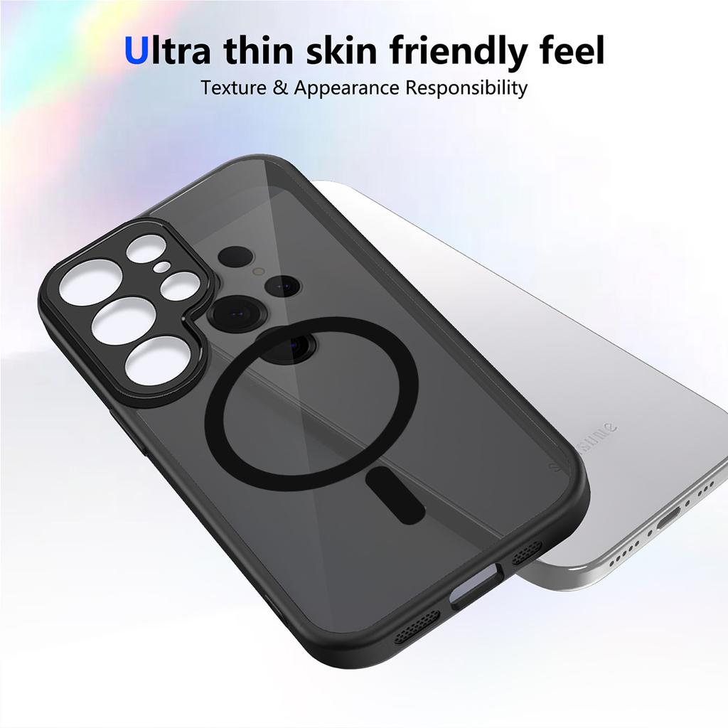 Luxury Magnetic Matte Phone Case for Samsung Galaxy S25 Ultra/S25+/S25 FE/S25 Edge Full Lens Protect Wireless Charge Cover