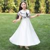 Girls Beach Summer Princess Dress Short Sleeve Solid Color