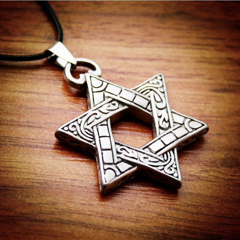 Double Sided Six Pointed Star Necklace Pendant, European and American Fashion Couple Item Pendant