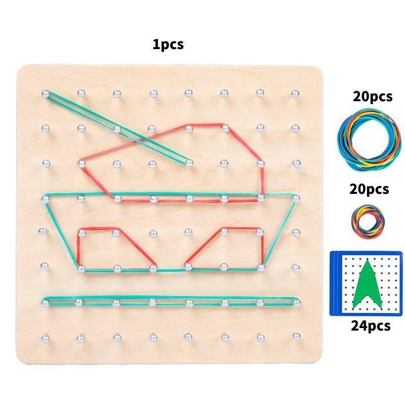Creative Montessori Educational Wooden Peg Board For Cognitive Geometry And Color Recognition