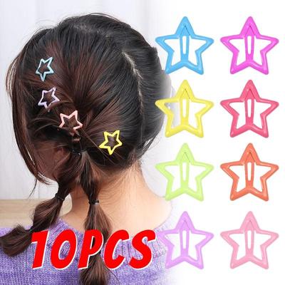 10 Uds. Pinzas para el pelo de estrella coloridas y bonitas para niñas, horquillas, accesorios para el cabello para niños