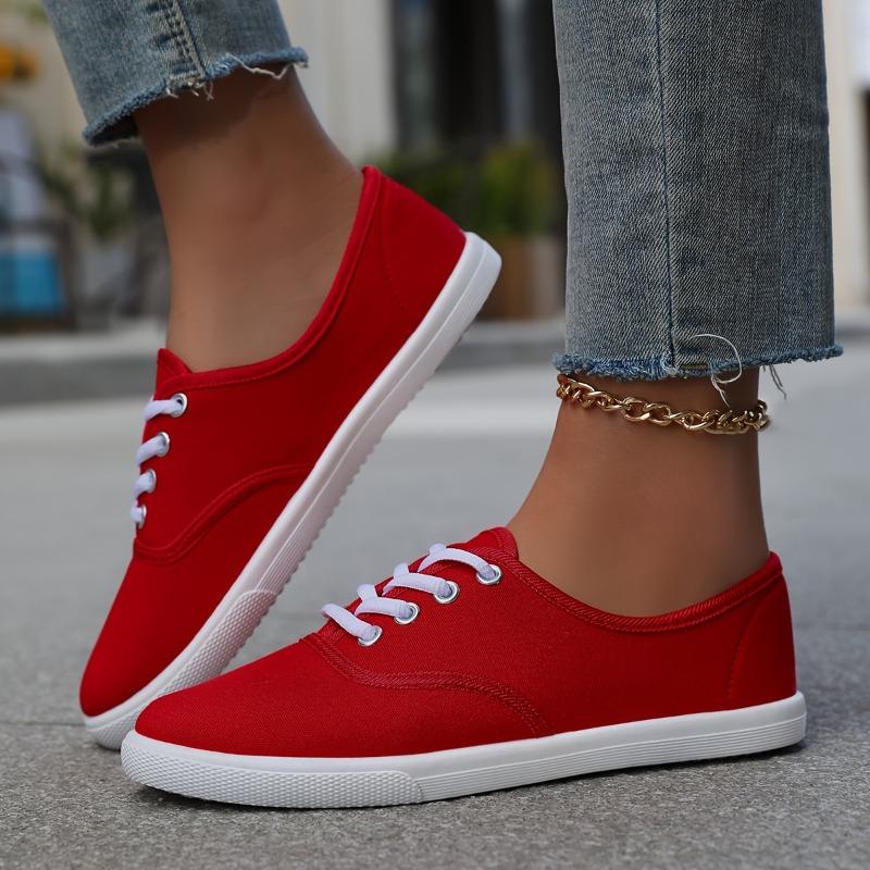 Women's Fashion Casual Shoes, Comfortable Anti-slip Lace-up Soft Sole Sports Shoes, Suitable for Women's Outdoor Activities, Low-top Comfortable