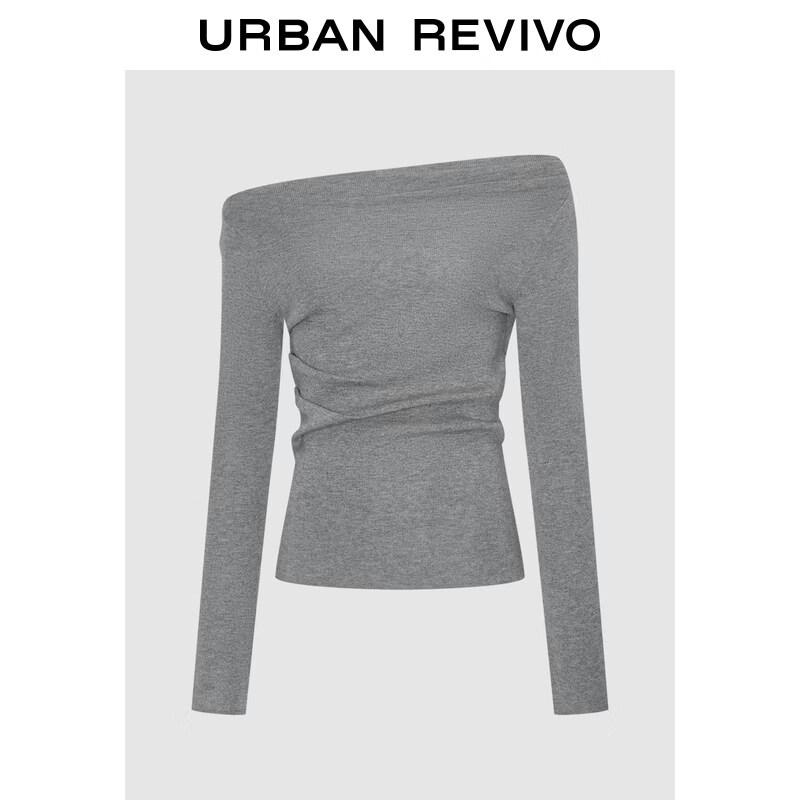 UR2026 Women's Pleated One-Shoulder Knit Top