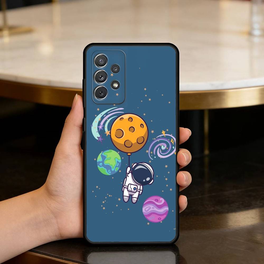 

Мультяшный Астронавт Милый Чехол Для Телефона Для Samsung Galaxy A73,A72,A71,A70,A53,A52,A51,Мягкий Силиконовый Черный Чехол Samsung a21s