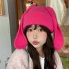 Elastic Rabbit Ears Cap Trendy Solid Color Knitted Hat Versatile Brimless Beanie Hat  Outdoor
