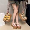 Women's casual slippers 2025 one word buckle strap open toe muffin bottom hundred fashion sandals thick bottom heightening shoes