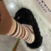 Mink Velvet Socks Warm Korean Retro Color Matching Striped Socks Girl Medium Tube Socks Thickened Velvet Confinement Socks