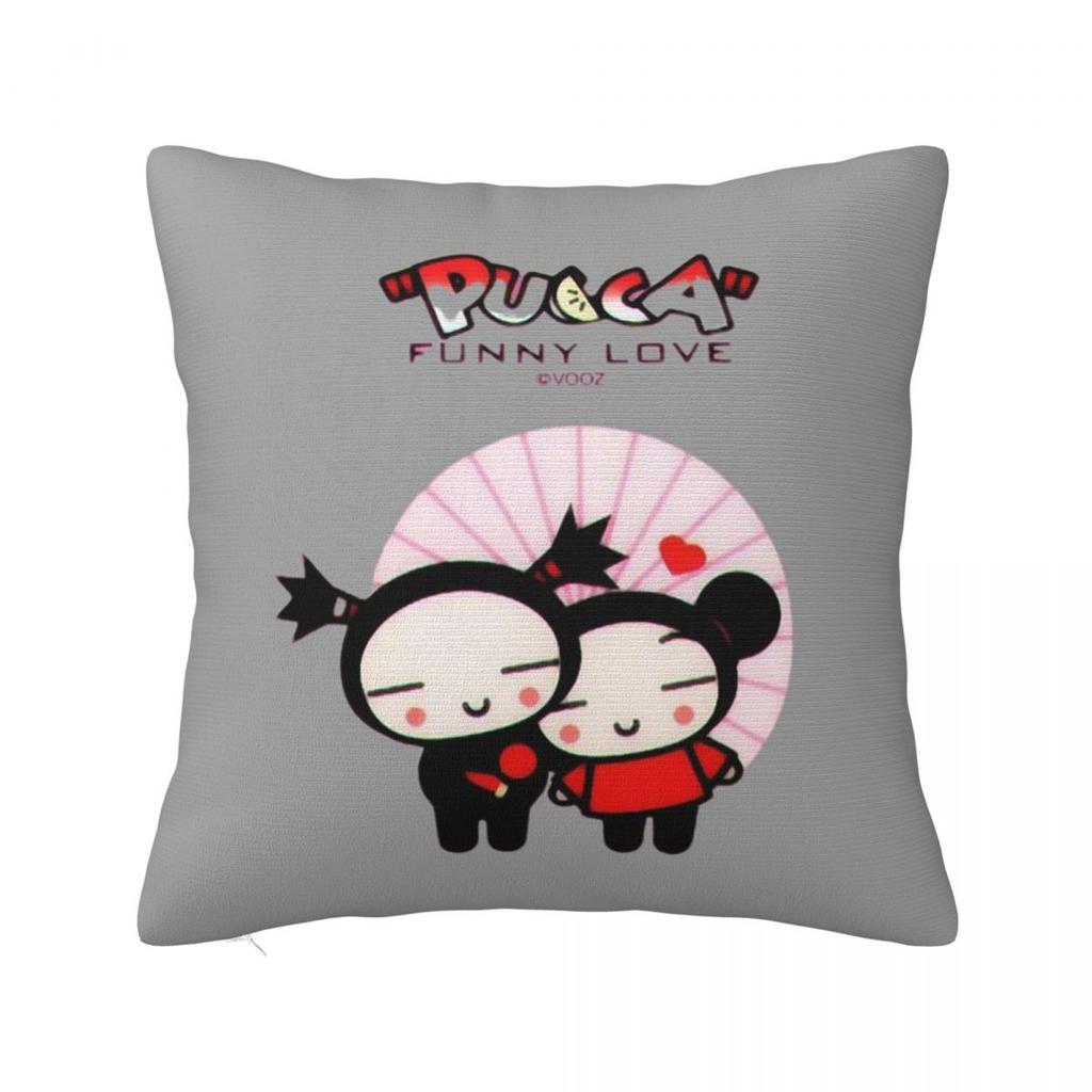 Funny Pucca Garu Anime Square Pillowcase Cushion Cover Pillow Case Throw Pillow Cover for Home Sofa Living Room