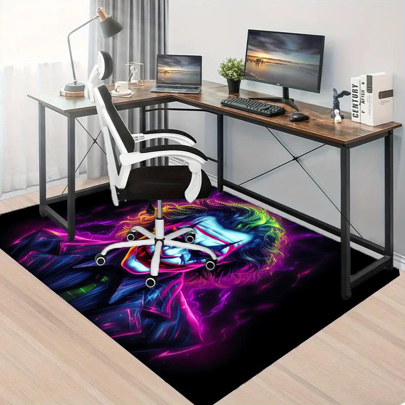 1pc Office Carpet Chair Mats Neon Joker Artwork Perfect for Office Chairs, Living Rooms, Or Bedrooms,Polyester Carpet.HDT253