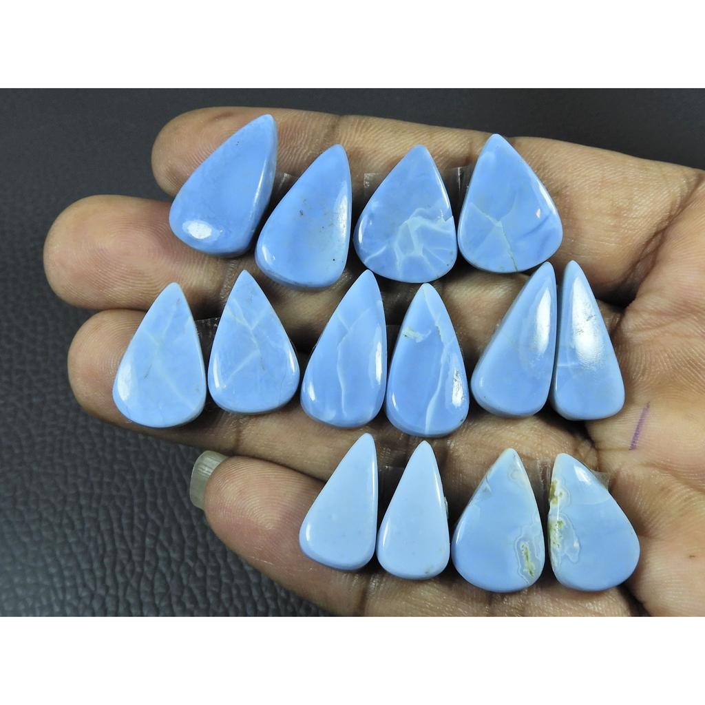 97Cts. Natural Blue Opal Matched Pair Pear Cabochon Loose Gemstone 7Pair Lot C-3864