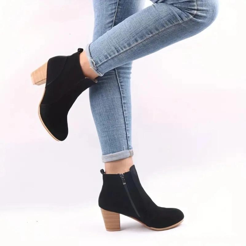 Woman Boots Autumn Winter Chunky Heels Zip Shoes Women Fashion Chelsea Ankle Women Fashion Comfortable Boot