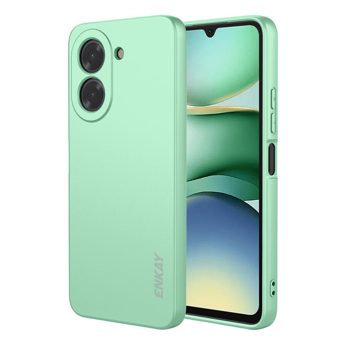 

For Xiaomi Redmi A5 NFC (173.45*79.35*8.45mm) Silicone Case ENKAY HAT PRINCE Straight Edge Cell Phone Back Cover Light Green