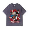 275 GSM Washed T-shirts 100% Cotton Chainsaw Man V19 Print Unisex Heavy Cotton T Shirt