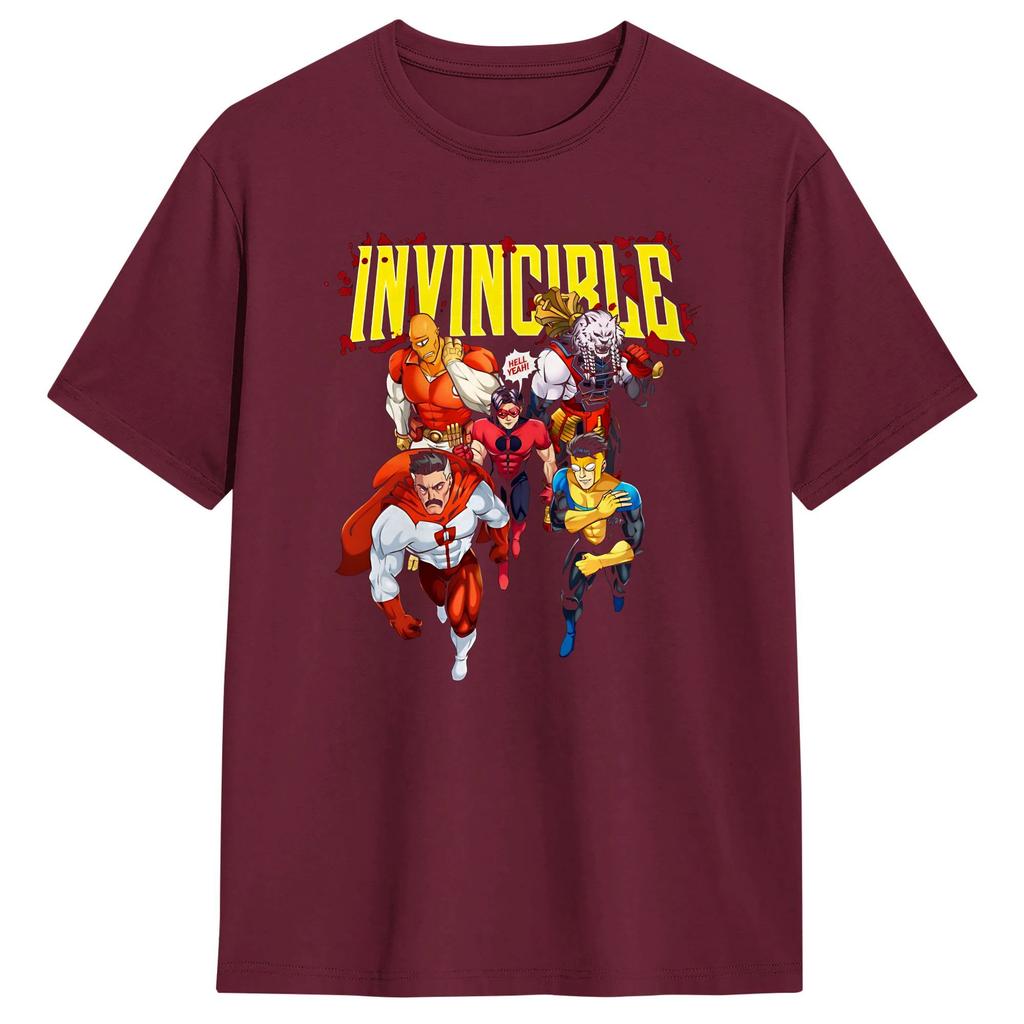Vintage T-Shirt Summer Invincible Comic Hip Hop T Shirts  Cotton Tee Shirt for Men Y2K Basic Short Sleeve Tops