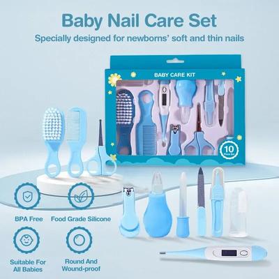Kit de Cuidado Diario para Uñas y Cabello de Bebé Recién Nacido de 10 Piezas Cepillo y Peine de Aseo para Bebés y Niños Set de Cortauñas Seguro para Regalo de Bebé