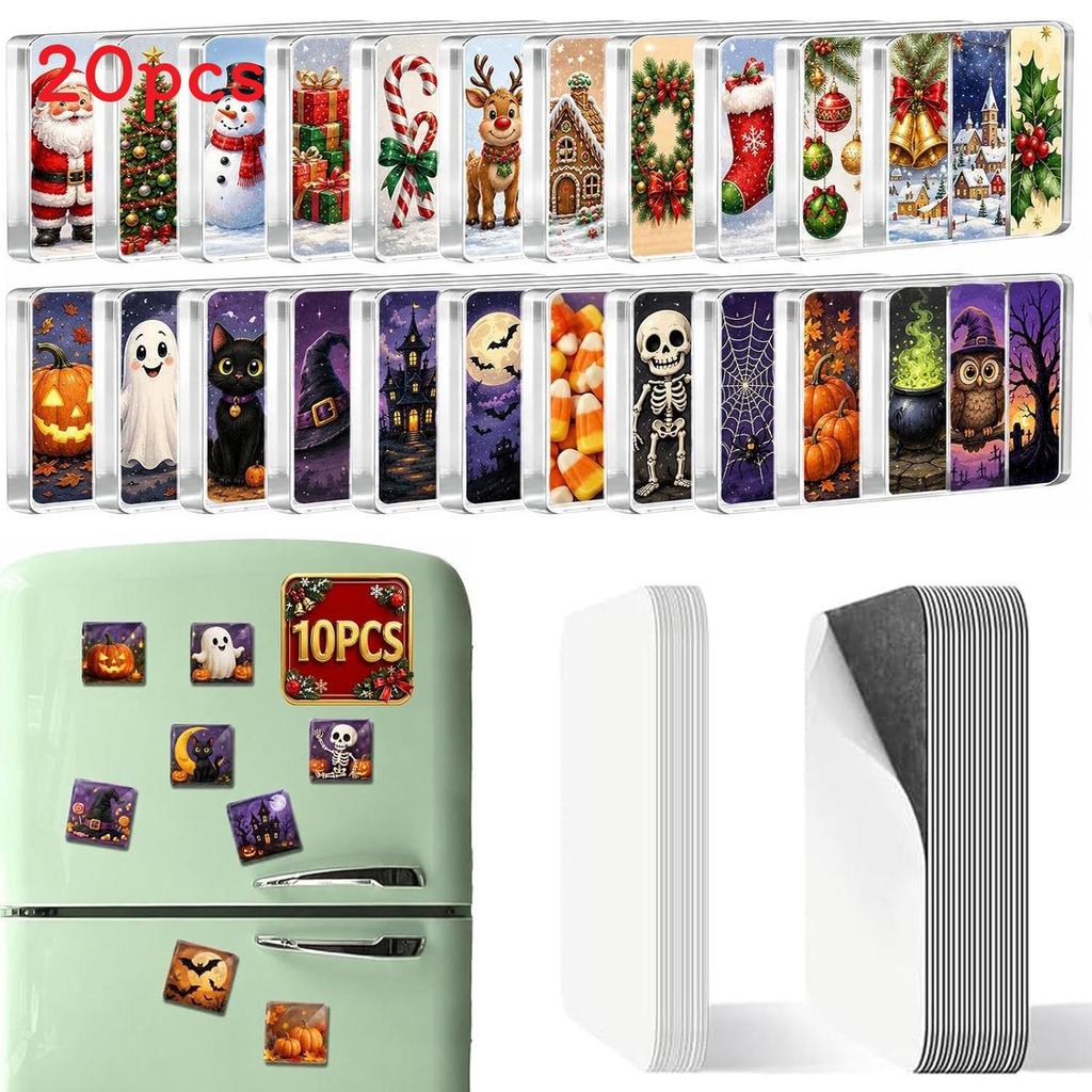 Christmas Theme Acrylic Refrigerator Magnet Set With 3d Halloween Design For Home Decor