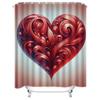 Elegant Red Filigree Heart Shower Curtain - Waterproof, Mildew-Resistant, Machine Washable for Romantic Bathroom Decor