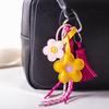1 Pieza Lindo Llavero de Cuero con Borla de Flor, Cuerda Trenzada, Colgante para Bolso, Cartera, Mochila, Accesorios