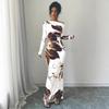 2026 One-Shoulder White Floral Slim-Fit Maxi Dress for Women