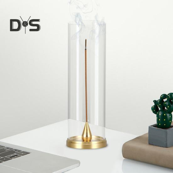 Räuchergefäß mit transparenter Abdeckung, Räucherstäbchenhalter, Aschenbecher, Tablett für Zuhause, Büro, Schreibtisch, Yoga, Meditation, Dekoration