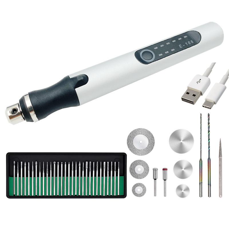 USB Power Engraving Pen Electric Nail File & Polisher DIY Cutting Machine with Three-Speed Adjustment