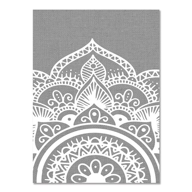 Bohemia Mandala Floral Grey Posters Canvas Painting Islamic Wall Art Print Pictures for Interior Yoga Living Room Decoration