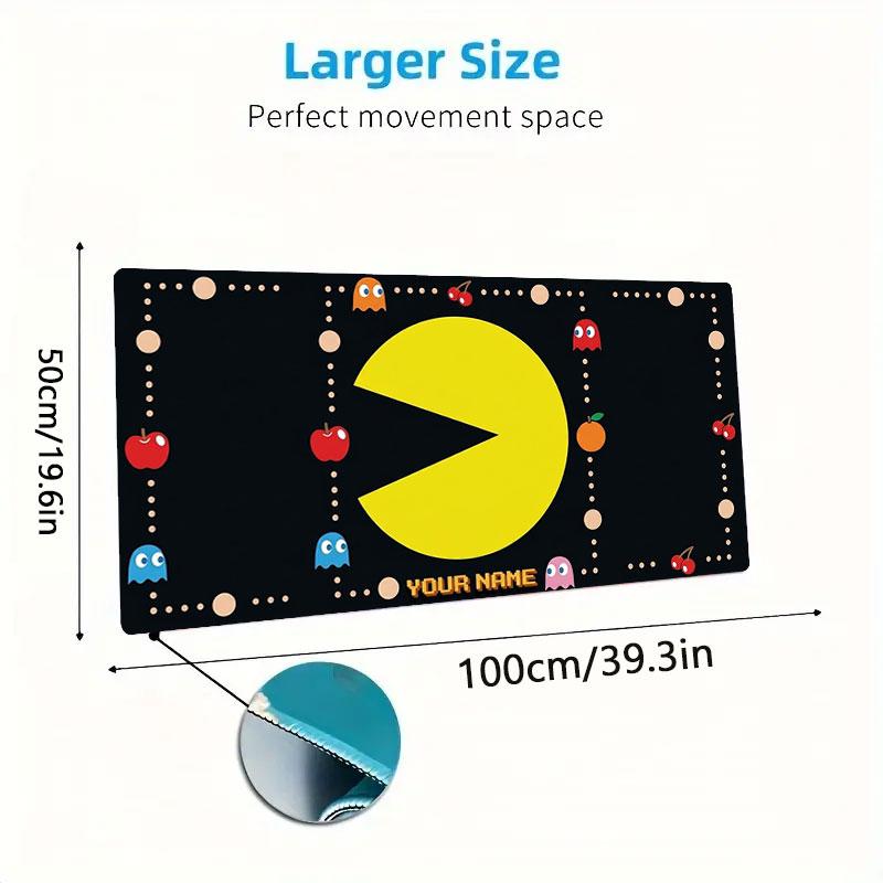 Pac-Man Custom Name Large Size Mouse Pad Large Gaming Table Cushion Non-slip Laptop Tablet Big Mousepad XXL Mat Mini PC Playmat With Lock Edge