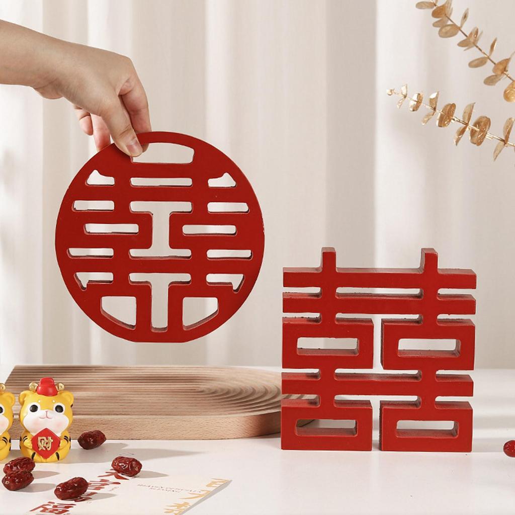 Tradition Chinese Red Happy, Wall Table Wooden Ornaments New House Supplies