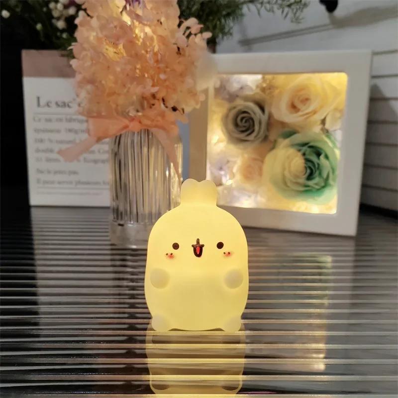 Luz de noche de conejo para cabecera de cama, luz LED pequeña para mesa, soporte de suelo sin enchufar, luz de noche creativa para decoración del hogar