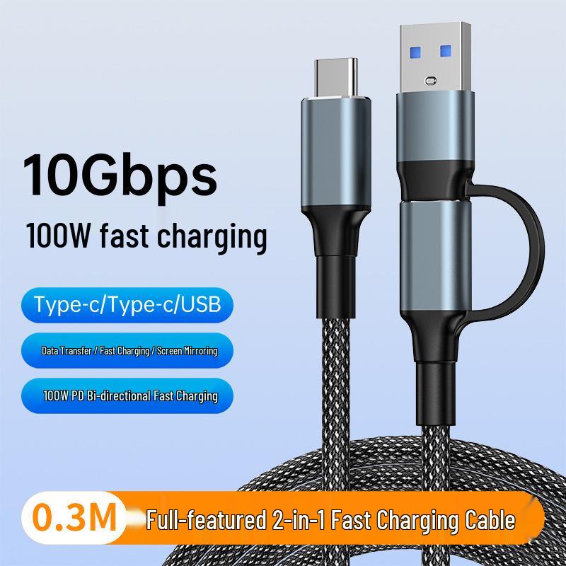 

2-in-1 100W Type-C Data Cable for Laptop and MacBook with 4K Screen Mirroring