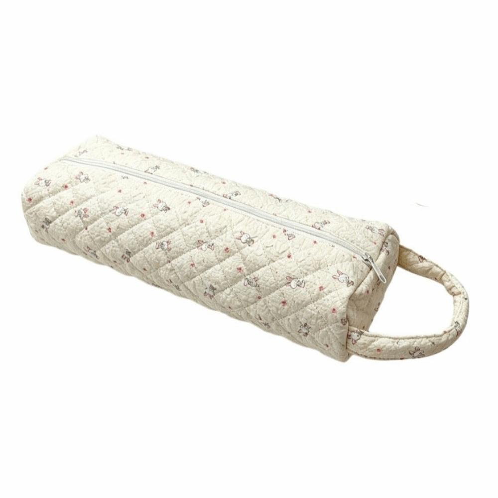 Soft Hair Dryer Storage Bag Quilting Cotton Large Capacity Curler Storage Bag Dustproof Zipper Closure Cosmetic Bag