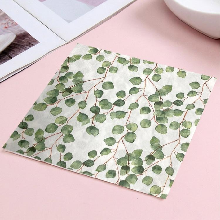 20PCs Eucalyptuses Patterneds Napkins Absorbent Dinnerware for Festives Gatherings
