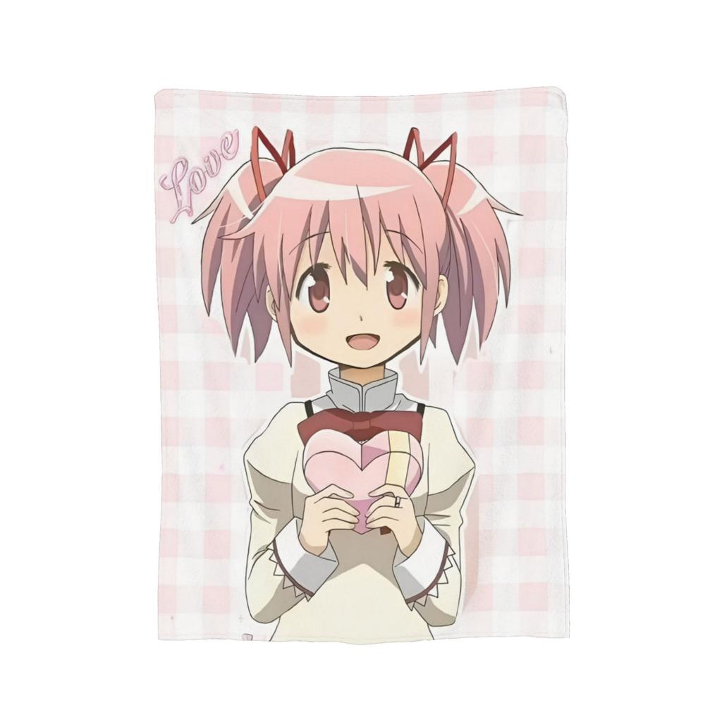 Kyubey Puella Magi Madoka Magica Cute  Coral Fleece Plush Throw Blankets Anime Blanket for Bed Bedroom Ultra-Soft Bedspread,