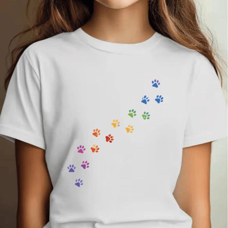 

Summer Girls Stylish Round-Neck T-Shirt, Casual And Comfortable, 95% Print Tee 100cm белый