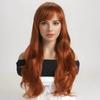 Womens Long Wavy Synthetic Wig With Adjustable Bangs Full Cap Heat-Resistant Hairpiece Daily Wear